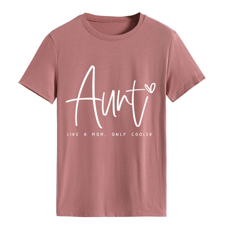 AUNT LIKE A MOM Fashion Round Neck Loose Short Sleeves