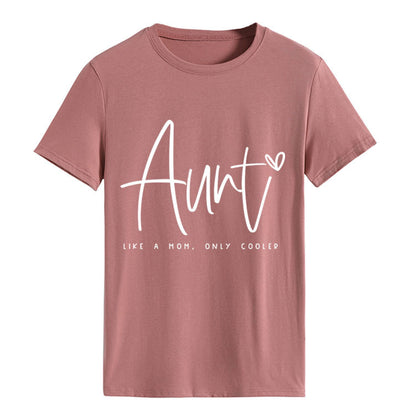 AUNT LIKE A MOM Fashion Round Neck Loose Short Sleeves