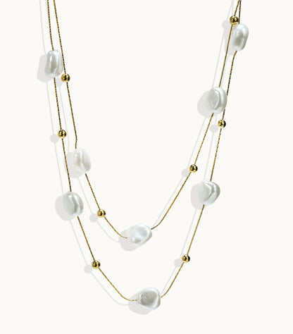 Lxalry 18K Gold Plated Pearl Studded Necklace  Stainless Steel Minimalist Jewelry For Women Lightweight Hypoallergenic Gift For Wife Mom Skin Safe Luxury For Daily  Evening Glam