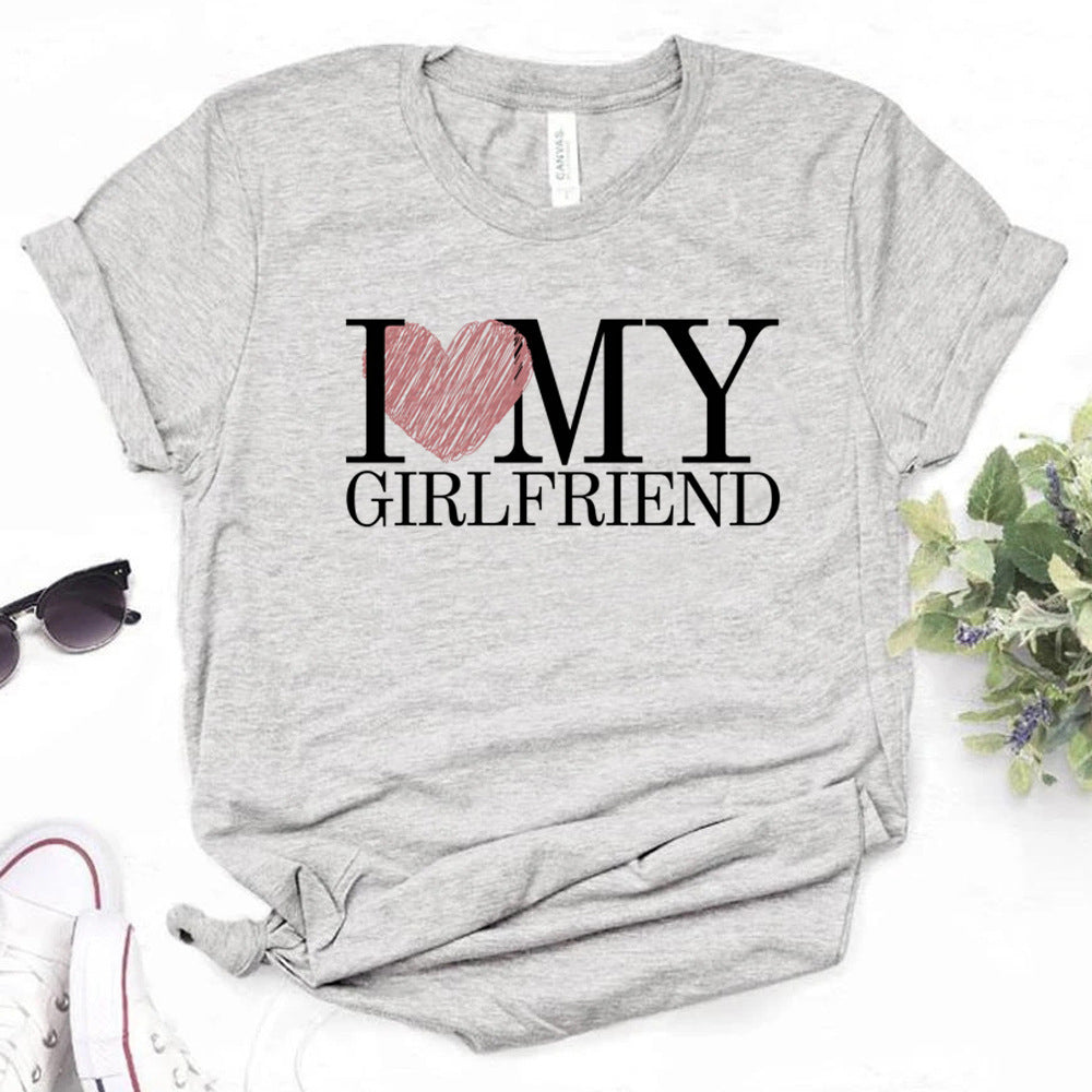 I Love My Girlfriend T-shirt Female Comic
