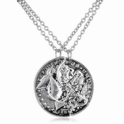 Heart Pendant BIG LITTLE Sister Love Drop Oil Necklace