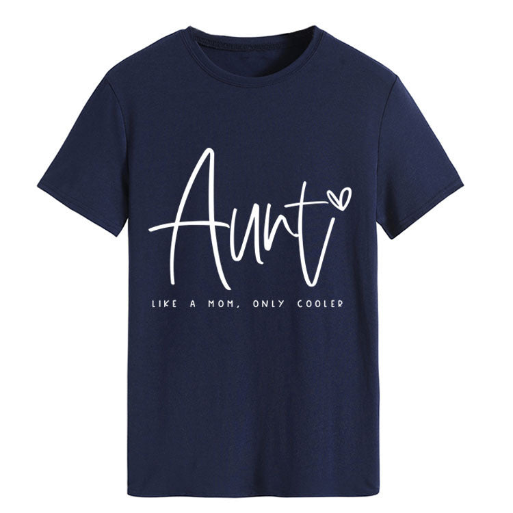 AUNT LIKE A MOM Fashion Round Neck Loose Short Sleeves