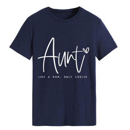 AUNT LIKE A MOM Fashion Round Neck Loose Short Sleeves