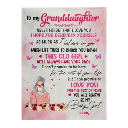 Tea Girl Flower Print For Granddaughter Family Blanket