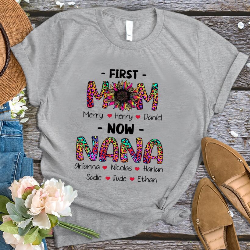 The First Mother Is Now Nana Leopard Print Short Sleeve