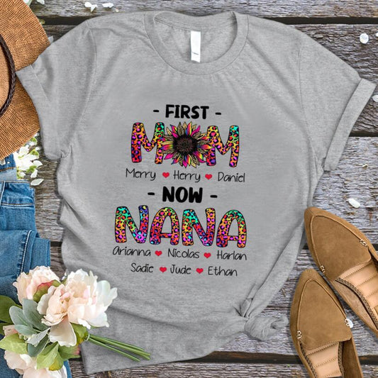 The First Mother Is Now Nana Leopard Print Short Sleeve