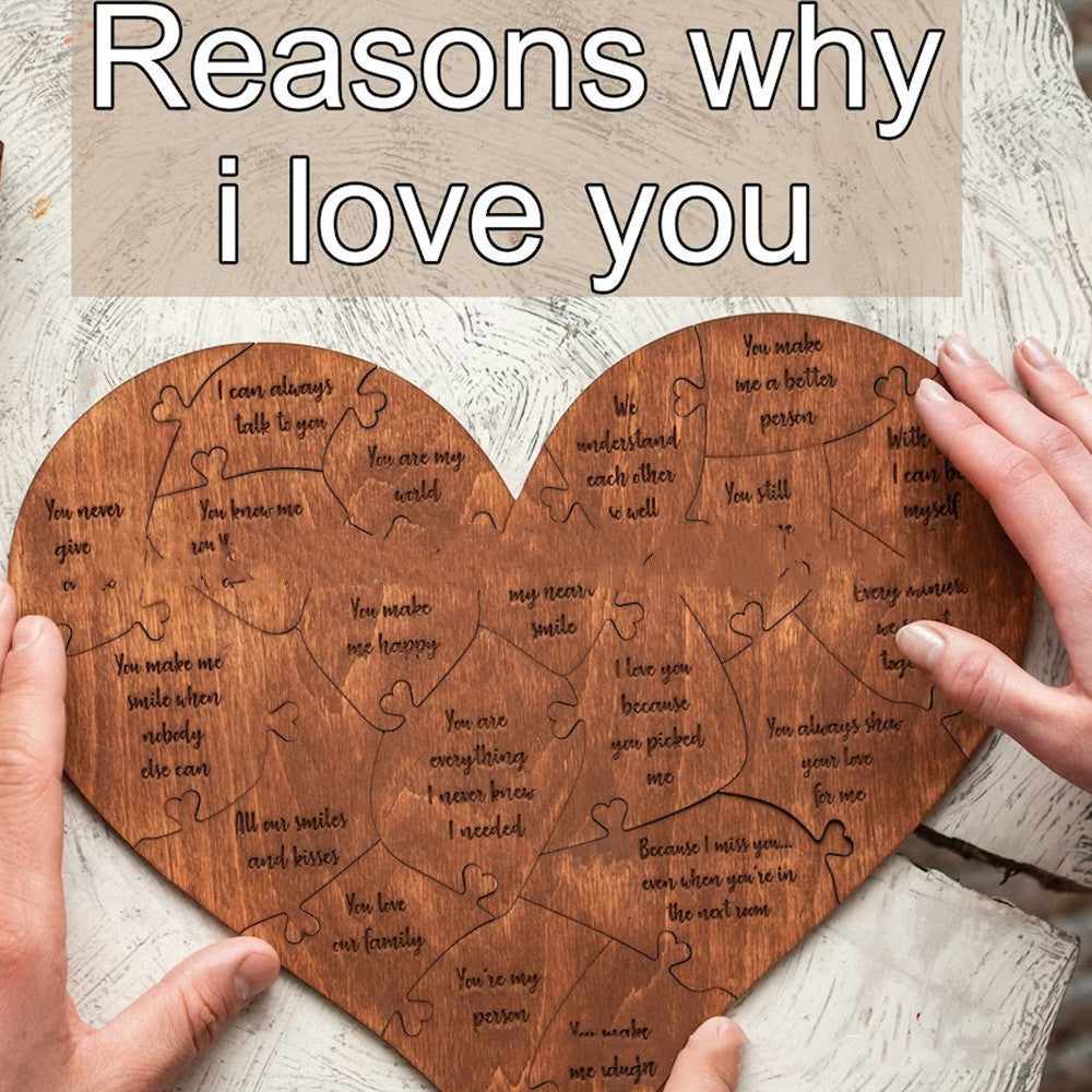 Reasons Why I Love You Wooden Heart Puzzle Romantic Love Jigsaw Pu
zzle Wedding Anniversary For Wife Husband Birthday Gifts Valentine's Day Gift