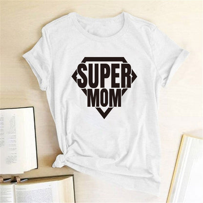 Mother's Day Super Mom Graphic Print Casual Fashion Short Sleeve T-Shirt