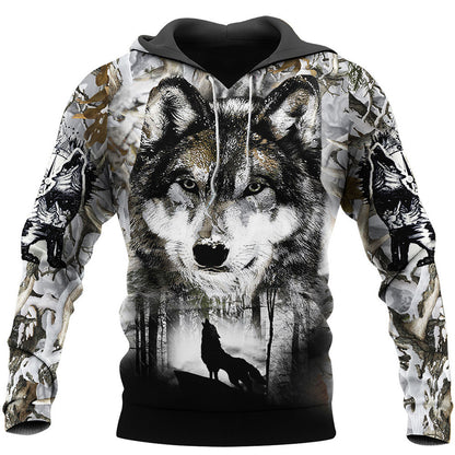 European And American Wolf 3D Printing Sweater Long Sleeve Autumn