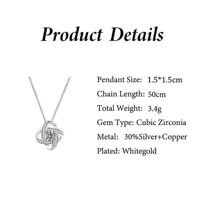 Full Diamond Silver Pendant Necklace Eternal Star Gift For Wife Holiday Gift