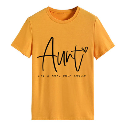 AUNT LIKE A MOM Fashion Round Neck Loose Short Sleeves